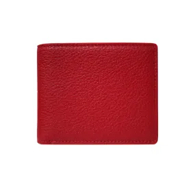 Red Pebbled Leather Classic Bifold Wallet