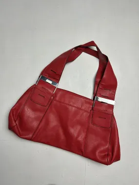 Red pvc leather buckle belt uni besace shoulder bag