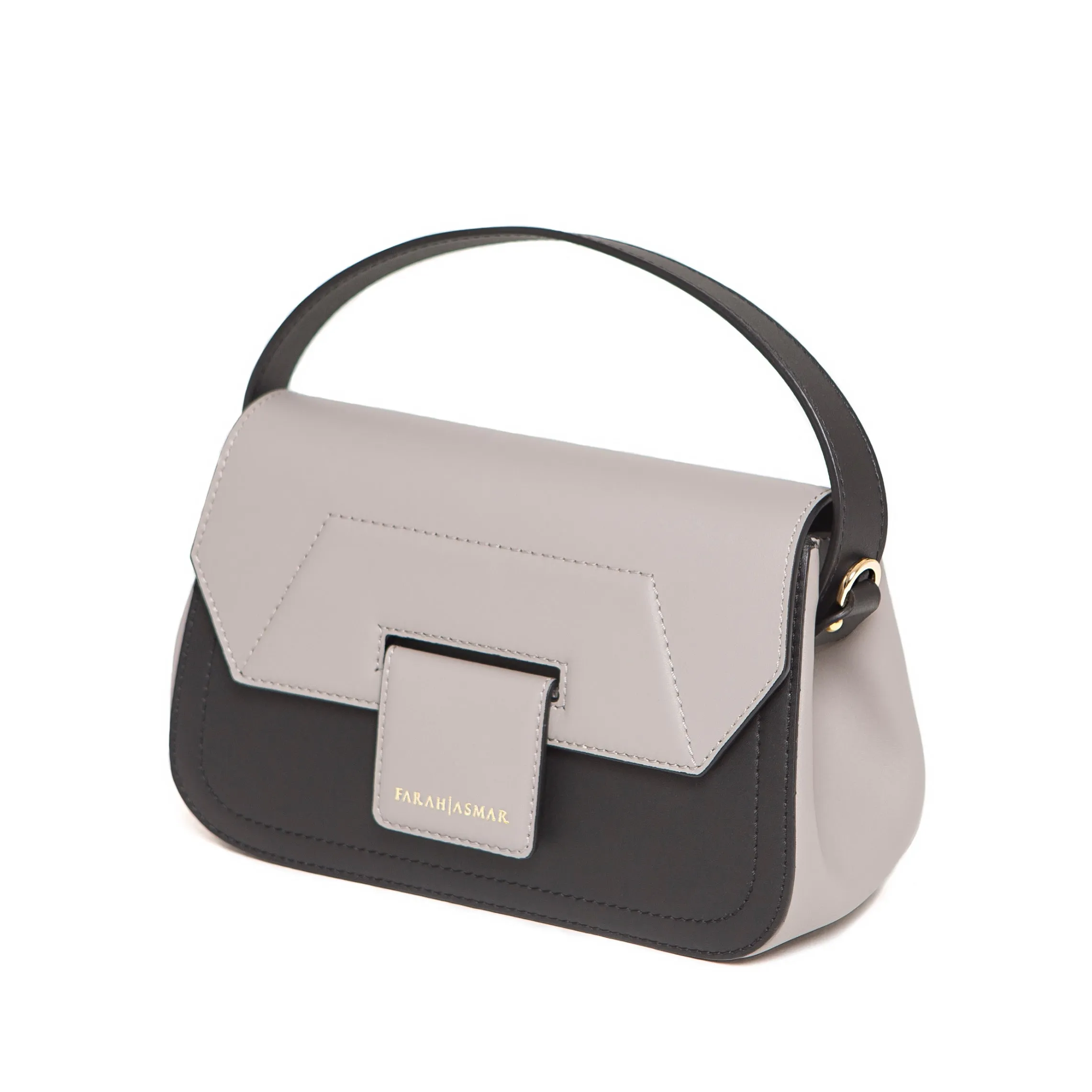 Stone Gray and Black Mira Shoulder Bag