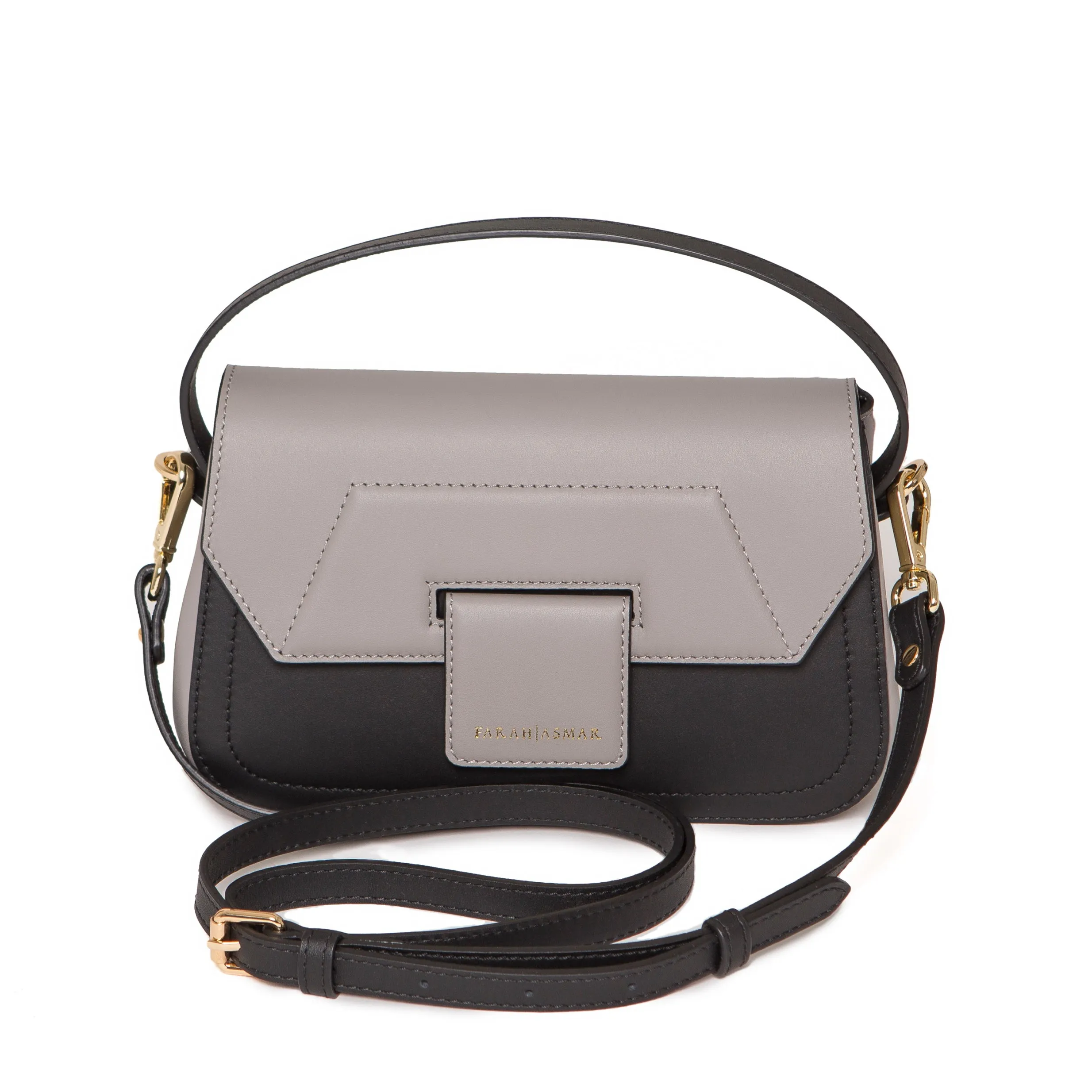 Stone Gray and Black Mira Shoulder Bag