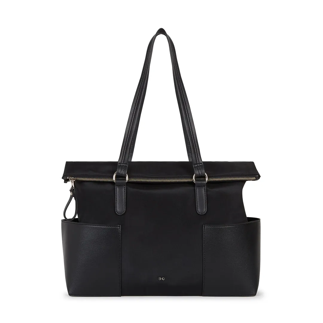 TERRA VEGAN LEATHER SHOULDER BAG BLACK