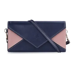 THE CLOWNFISH Asmi Collection Ladies Wallet Purse Sling bag with Shoulder Belt (Navy Blue)