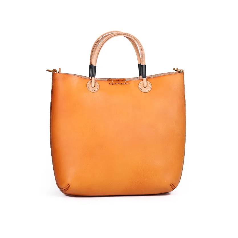 Vegetable-Tanned Leather Small Tote Handbag,Crossbody Bag For Women-i7bags