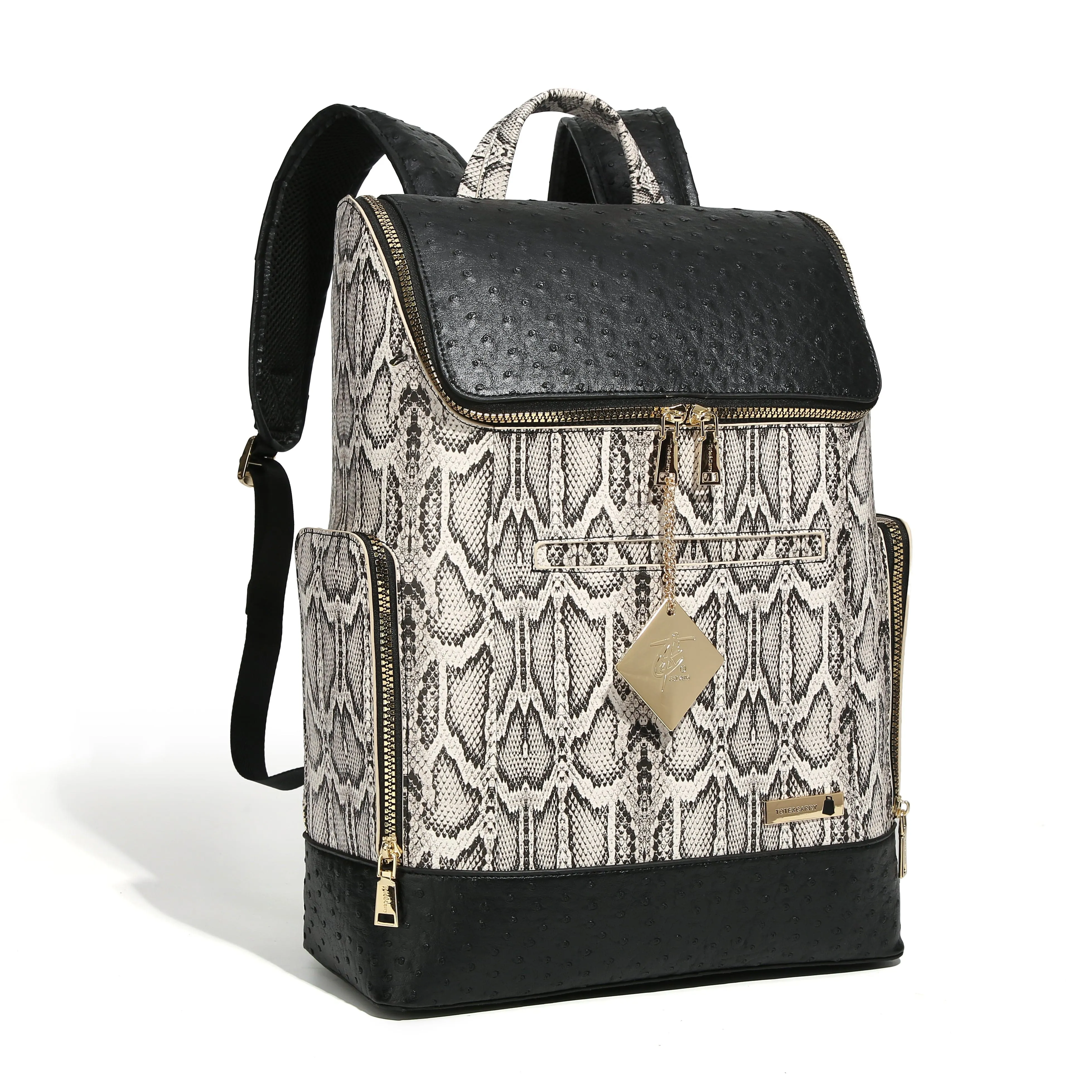 White Faux Python Designer Backpack