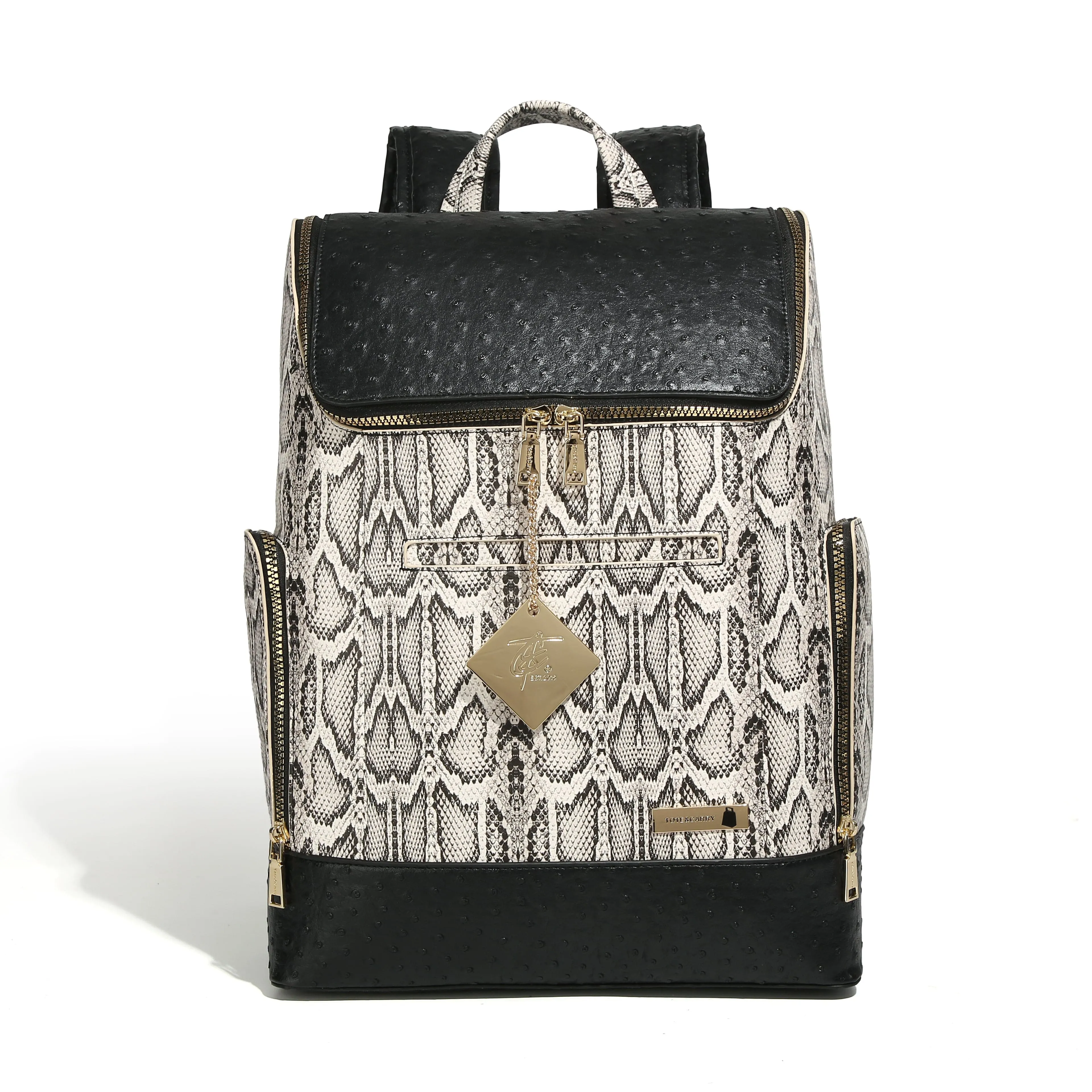 White Faux Python Designer Backpack