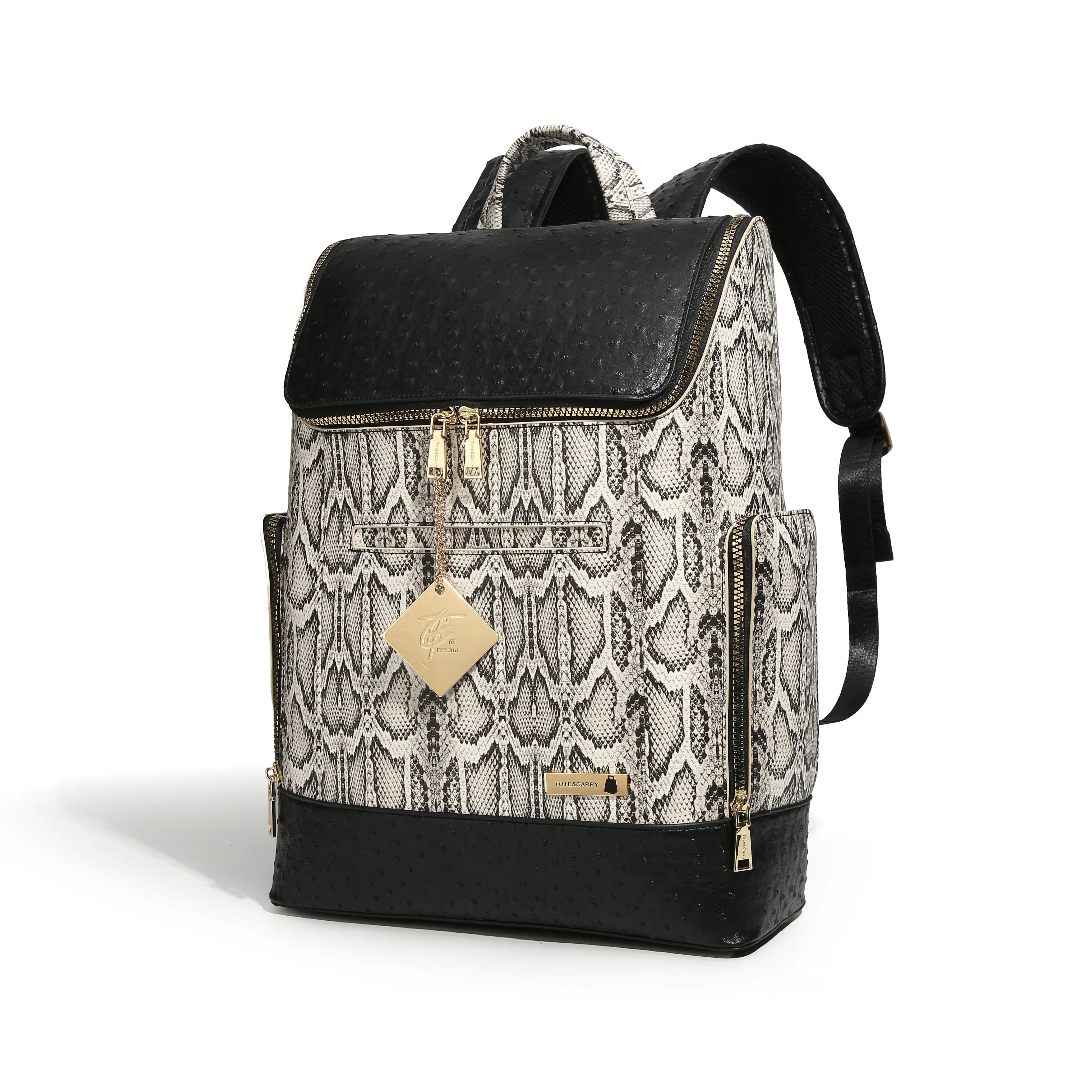 White Faux Python Designer Backpack