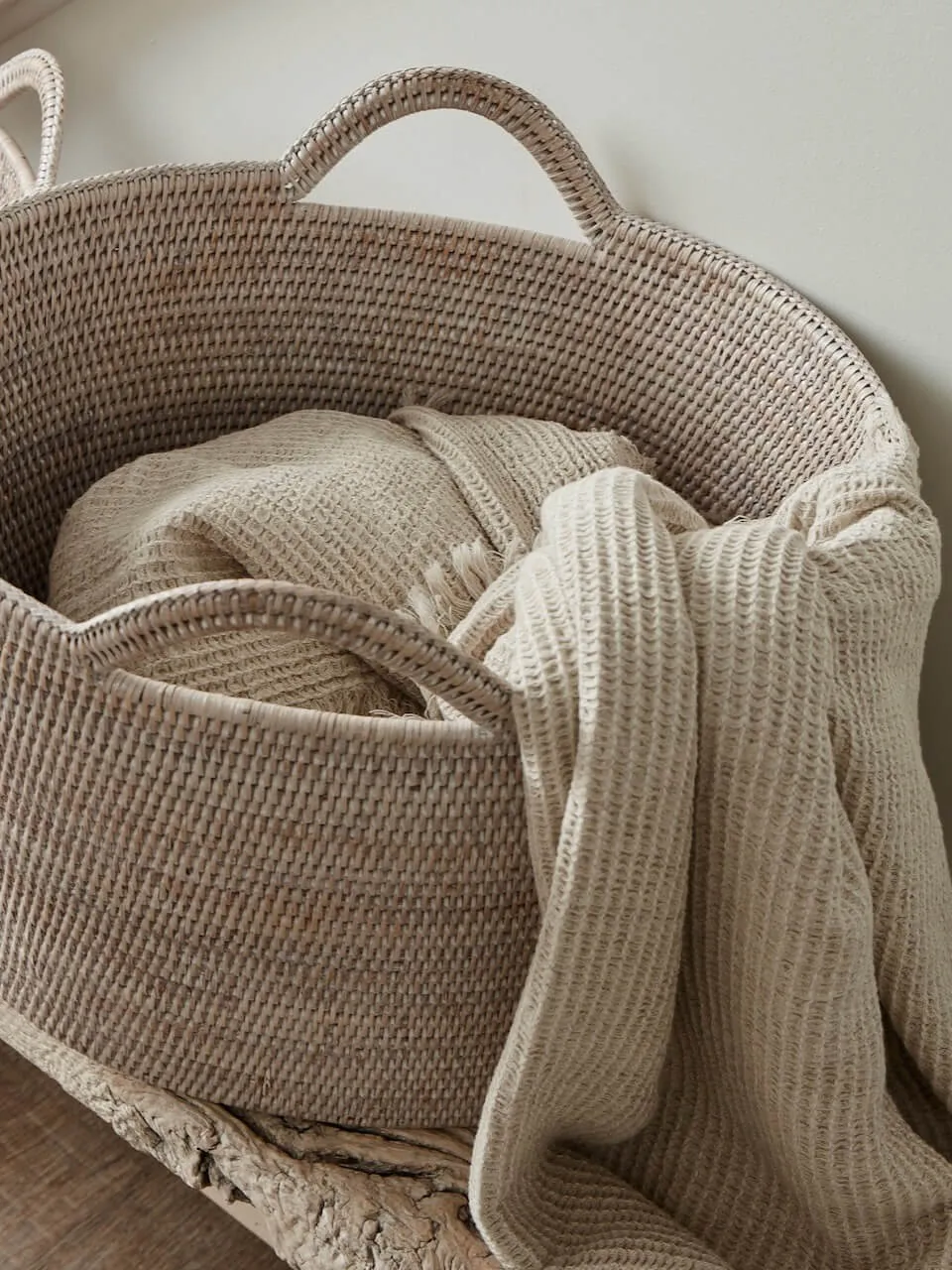 White Rattan Bucket Basket