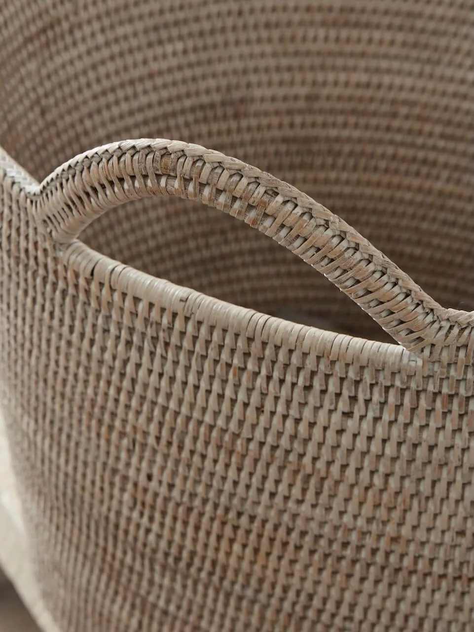 White Rattan Bucket Basket